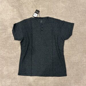 Nau Charcoal Short Sleeve Henley Tee